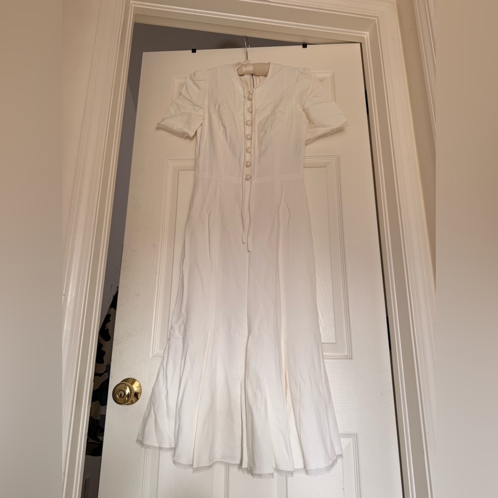 Dolce & Gabbana White Maxi Dress with Button Detail
